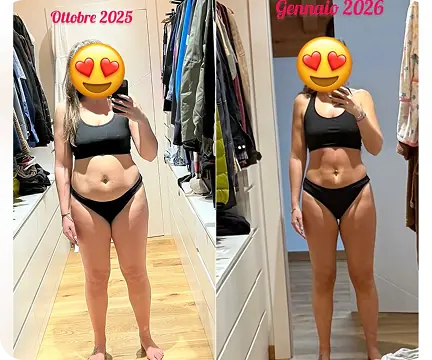 Francesca side-by-side after starting 30-minute Traininpink workouts