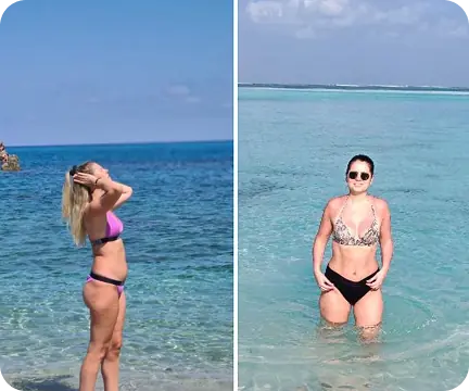 Giulia P. on the beach after 3 years of Traininpink lymphatic Pilates