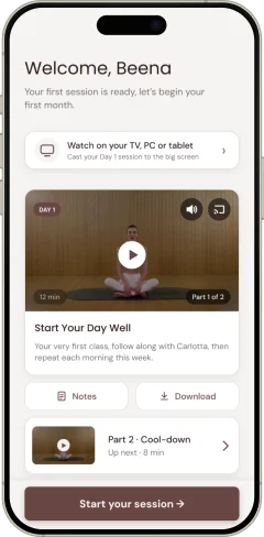 App Pilates Linfodrenante — schermata percorso mensile